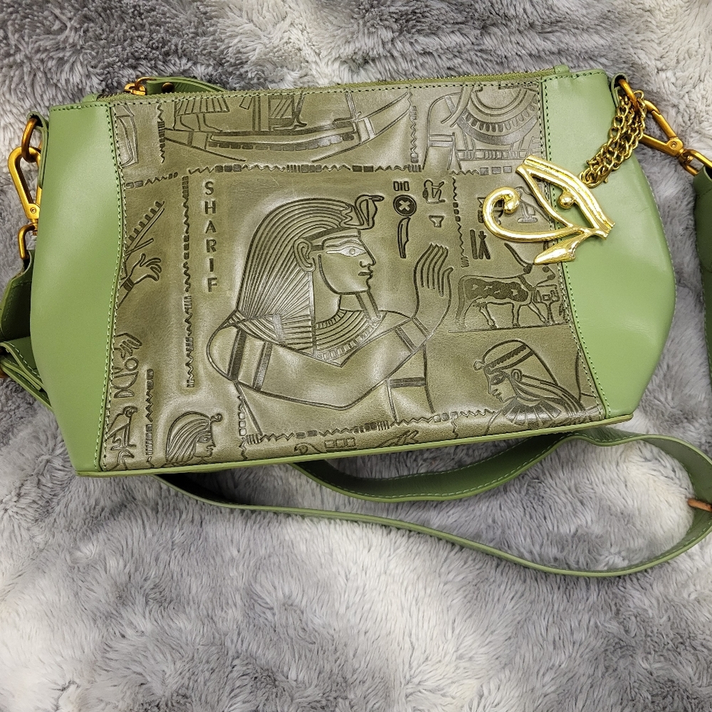 Green Egyptian themed purse